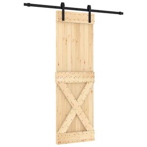 vidaXL Schiebet&uuml;r Nat&uuml;rlich und Schwarz 70 x 210 cm Massivkiefer