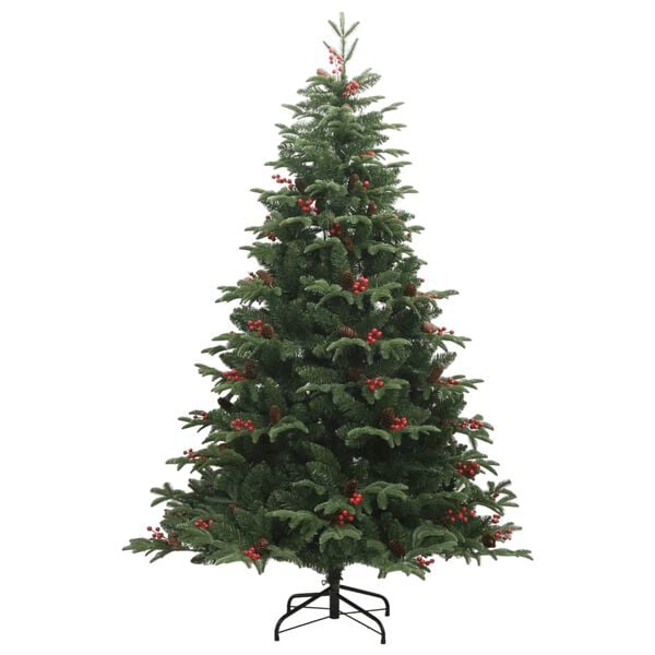 vidaXL K&uuml;nstlicher Weihnachtsbaum Klappbar mit Zapfen & Beeren 240 cm