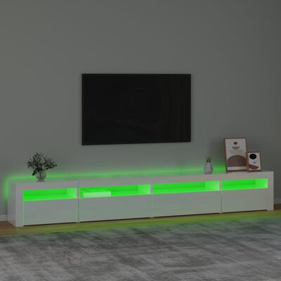 vidaXL TV-Schrank mit LED-Leuchten Hochglanz-Weiß 270x35x40 cm
