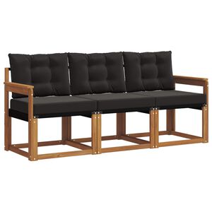 vidaXL Outdoor-Sofagarnitur 3 stk. Nat&uuml;rlich und Schwarz