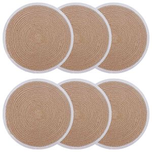 vidaXL Jute Platzsets 6 stk. Nat&uuml;rlich und Wei&szlig; 100% Tossa Jute
