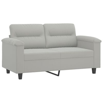 vidaXL 2-Sitzer-Sofa mit Kissen Hellgrau 120 cm Mikrofasergewebe