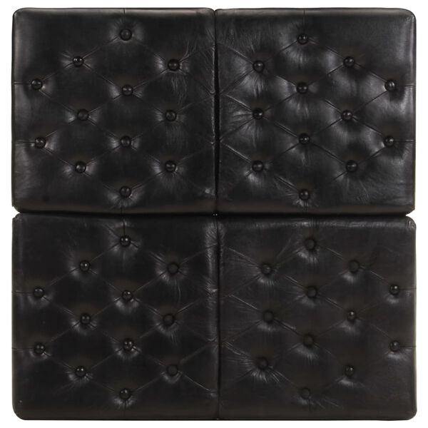 vidaXL Pouf Schwarz 80x80x43 cm Echtleder