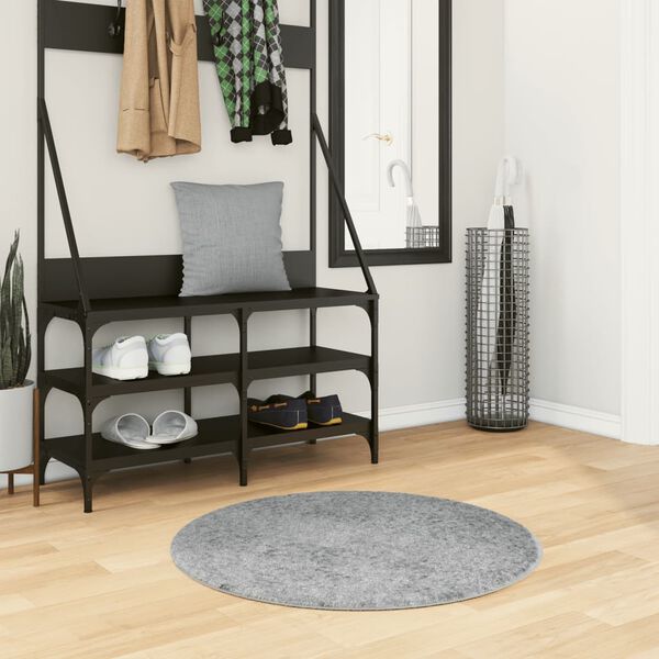 vidaXL Shaggy-Teppich PAMPLONA Hochflor Modern Grau &Oslash; 80 cm