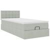 vidaXL Ottoman-Bett mit Matratze & LEDs Hellgrau 90x200 cm Samt