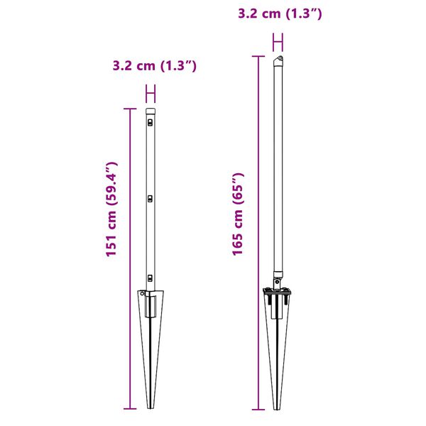 vidaXL Zaunpfosten 52 pcs Grau 3,2 x 3,2 x 120 cm
