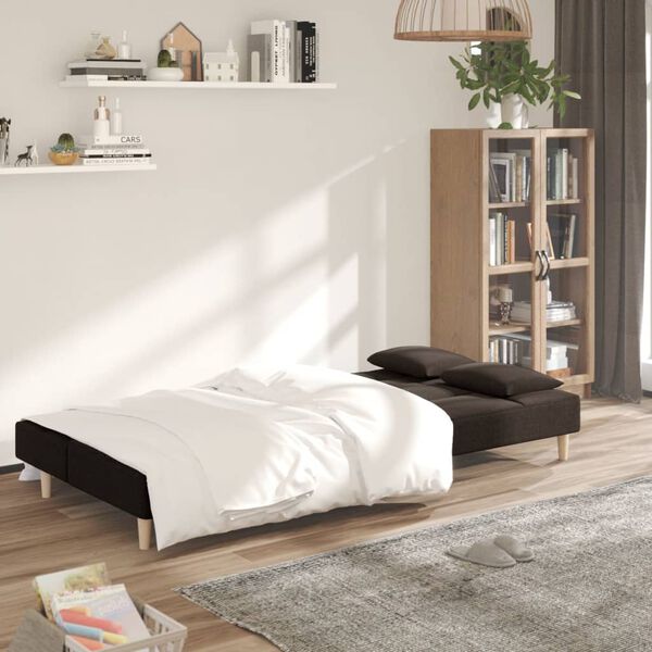 vidaXL Schlafsofa 2-Sitzer mit 2 Kissen Dunkelbraun Stoff