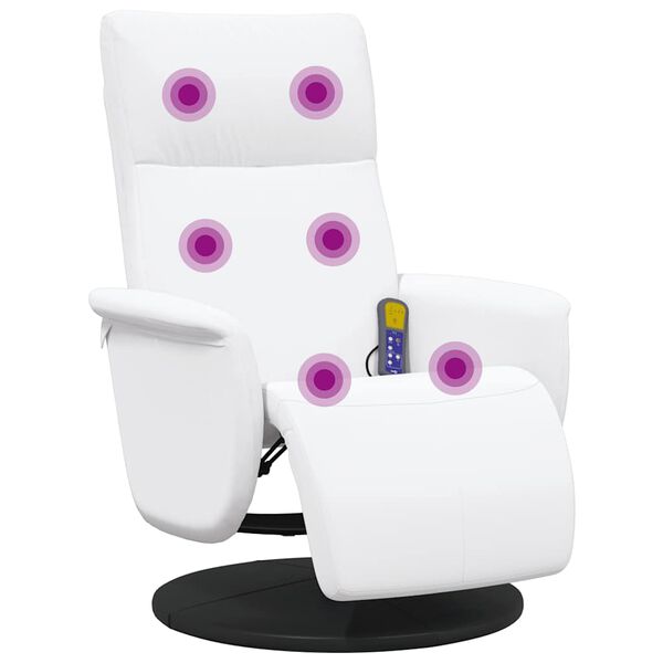 vidaXL Massagesessel mit Fu&szlig;teil Wei&szlig; Kunstleder