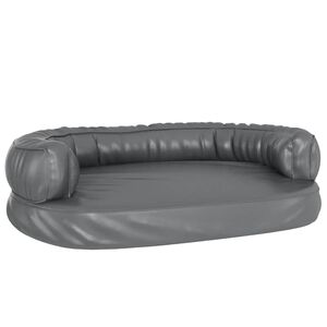 vidaXL Hundebett Ergonomisch Schaumstoff Grau 75x53 cm Kunstleder