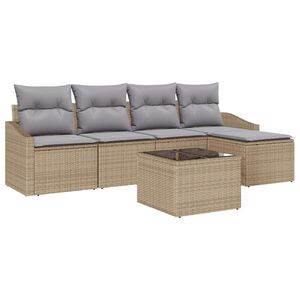 vidaXL Sofa Set 6 stk. Beige und Hellgrau Poly-Rattan