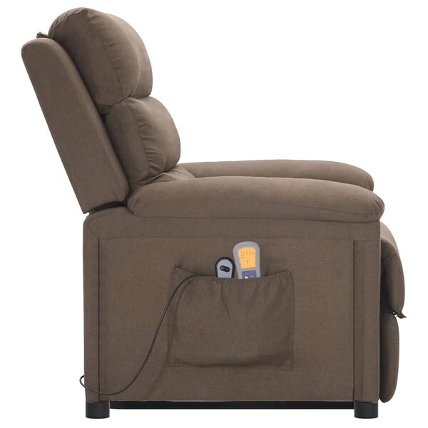 vidaXL Massagesessel mit Aufstehhilfe Taupe Stoff