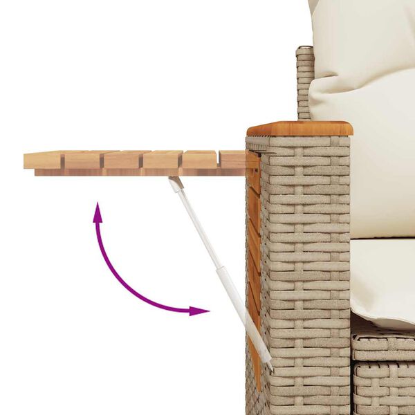 vidaXL 8-tlg. Garten-Sofagarnitur mit Kissen Beige Poly Rattan