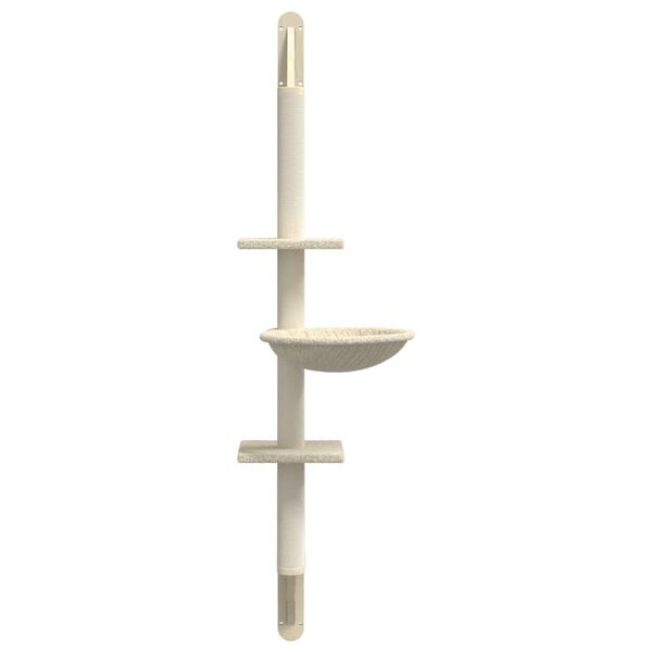 vidaXL Kratzbaum mit Kratzs&auml;ule Wandmontage Creme 142,5 cm