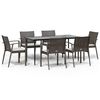 vidaXL 7-tlg. Garten-Essgruppe mit Kissen Poly Rattan und Stahl