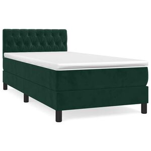vidaXL Boxspringbett mit Matratze Dunkelgr&uuml;n 90x190 cm Samt