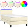 vidaXL Boxspringbett mit Matratze & LED Creme 100x200 cm Kunstleder