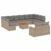 vidaXL 13-tlg. Garten-Sofagarnitur mit Kissen Beige Poly Rattan