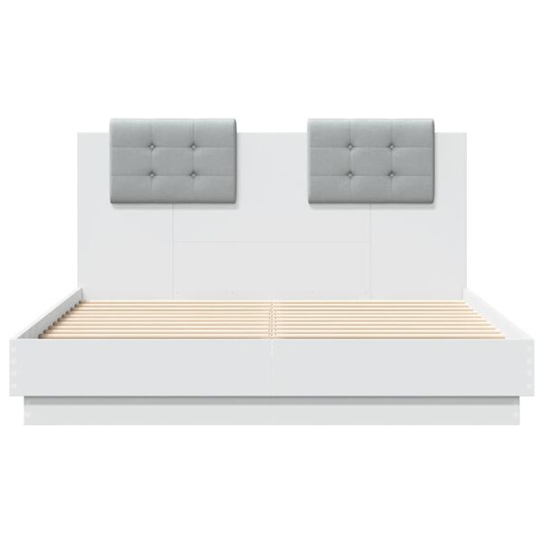 vidaXL Bettgestell mit Kopfteil Wei&szlig; 140x190 cm Holzwerkstoff