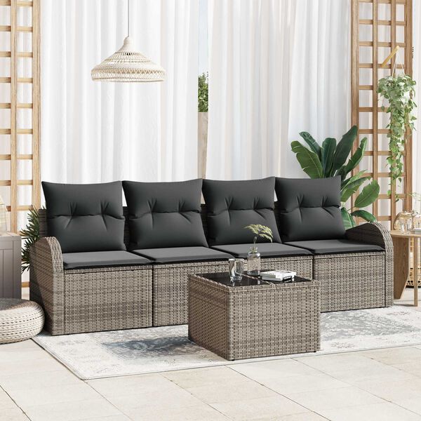 vidaXL Gartensofa-set Grau 55 x 55 x 37 cm Poly-Rattan