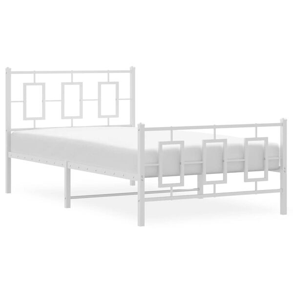 vidaXL Bettgestell mit Kopf- und Fu&szlig;teil Metall Wei&szlig; 100x190 cm
