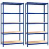 vidaXL Regale mit 5 B&ouml;den 2 Stk. Blau Stahl & Holzwerkstoff