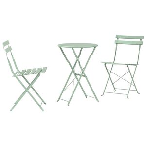 vidaXL Klapp Bistro Set 3 stk. Meerschaumgr&uuml;n Stahl