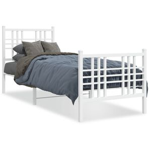 vidaXL Bettgestell mit Kopf- und Fu&szlig;teil Metall Wei&szlig; 80x200 cm
