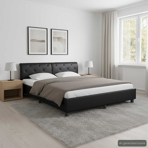 vidaXL Bettgestell Schwarz Kunstleder 180 × 200 cm