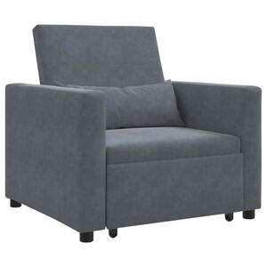 vidaXL Ausziehbare Schlafcouch Einzel Dunkelgrau 90 x 165 x 87 cm Samt