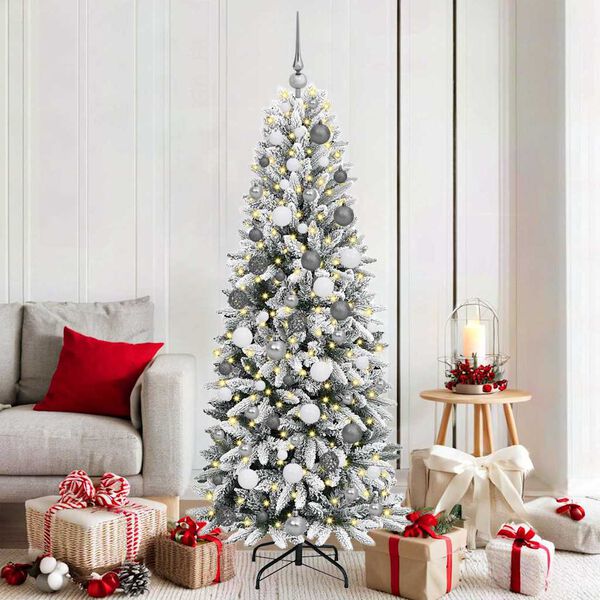 vidaXL K&uuml;nstlicher Weihnachtsbaum mit 300 LEDs mit St&auml;nder Wei&szlig; 180 cm