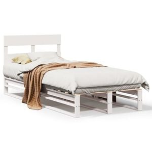 vidaXL Massivholzbett ohne Matratze Wei&szlig; 90x200 cm Kiefernholz