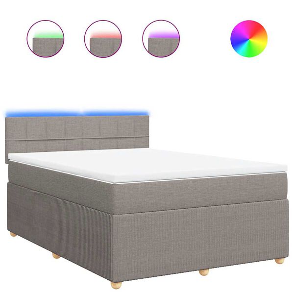 vidaXL Boxspringbett mit Matratze Taupe 140x200 cm Stoff