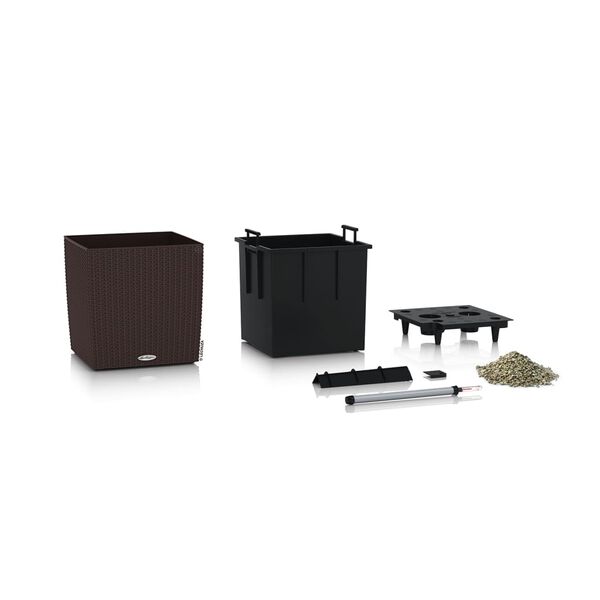 LECHUZA Pflanzgef&auml;&szlig; CUBE Cottage 30 ALL-IN-ONE Mokka