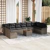 vidaXL Gartensofa-set mit Kissen 11 pcs Grau Poly-Rattan