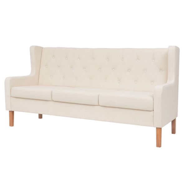 vidaXL 2-tlg. Sofa-Set Stoff Cremewei&szlig;