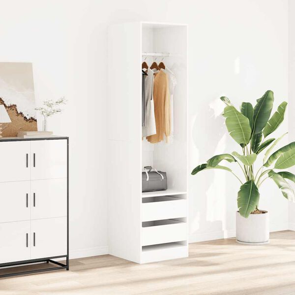 vidaXL Kleiderschrank mit Schubladen Hochglanz-Wei&szlig; 50x50x200 cm
