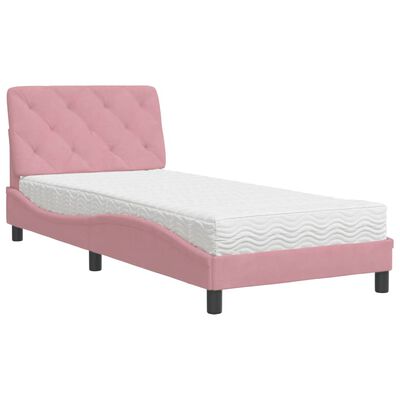 vidaXL Bett mit Matratze Rosa 80x200 cm Samt