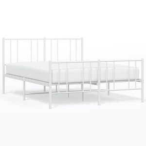 vidaXL Bettgestell mit Kopf- und Fu&szlig;teil Metall Wei&szlig; 120x190 cm