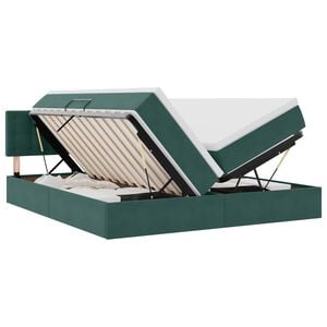 vidaXL LED-Speicherbett mit Matratze Dunkelgr&uuml;n 180 x 200 cm Samt