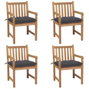 vidaXL Gartenst&uuml;hle 4 Stk. mit Anthrazit Kissen Massivholz Teak