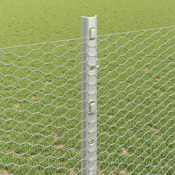 vidaXL Zaun mit Pfosten Silber 1,2 x 50 m Stahl