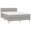 vidaXL Boxspringbett mit Matratze & LED Hellgrau 140x200 cm Stoff