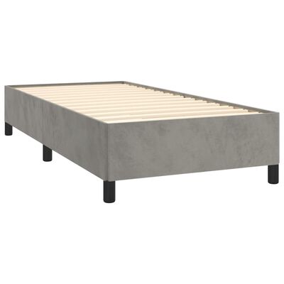 vidaXL Boxspringbett mit Matratze Hellgrau 100x200 cm Samt