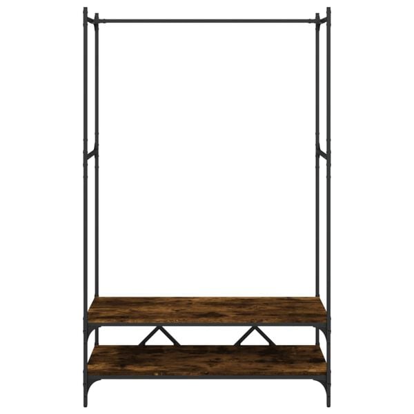 vidaXL Kleiderständer mit Ablagen Räuchereiche Holzwerkstoff