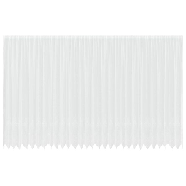 vidaXL Spitzenvorhang mit Vorh&auml;ngen Floral Wei&szlig; 260x750cm Polyester