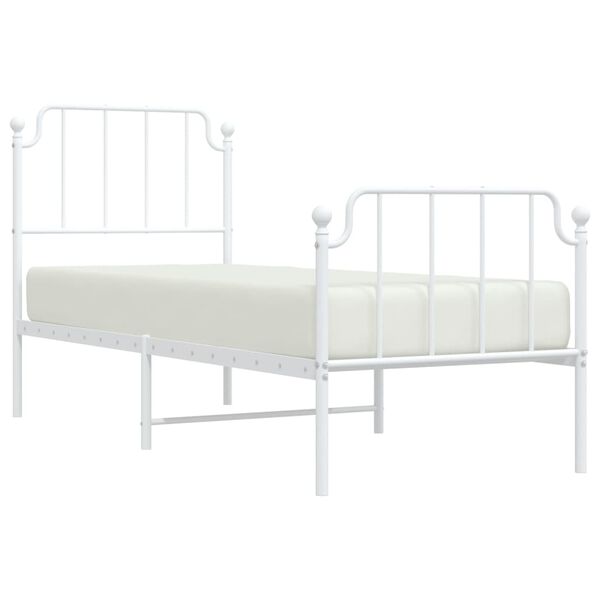 vidaXL Bettgestell mit Kopf- und Fu&szlig;teil Metall&nbsp;Wei&szlig; 75x190 cm