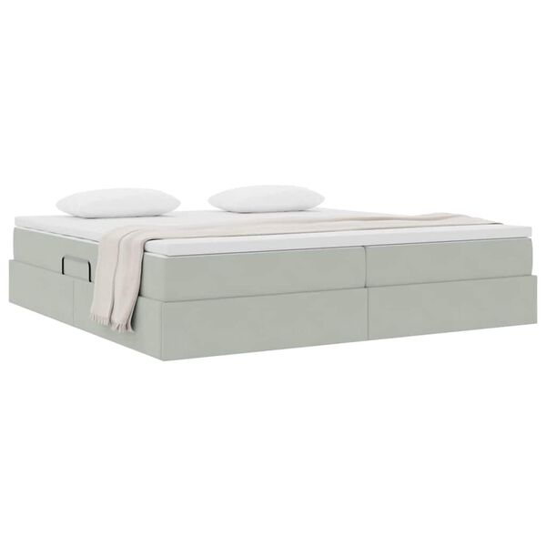 vidaXL Aufbewahrungsbett mit Matratze Hellgrau 200 x 200 cm Samt