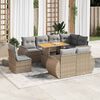 vidaXL 9-tlg. Garten-Sofagarnitur mit Kissen Beige Poly Rattan