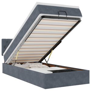 vidaXL Ottoman-Bett mit Matratze & LEDs Dunkelgrau 90x190 cm Samt