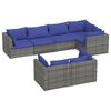 vidaXL 7-tlg. Garten-Lounge-Set mit Kissen Grau Poly Rattan
